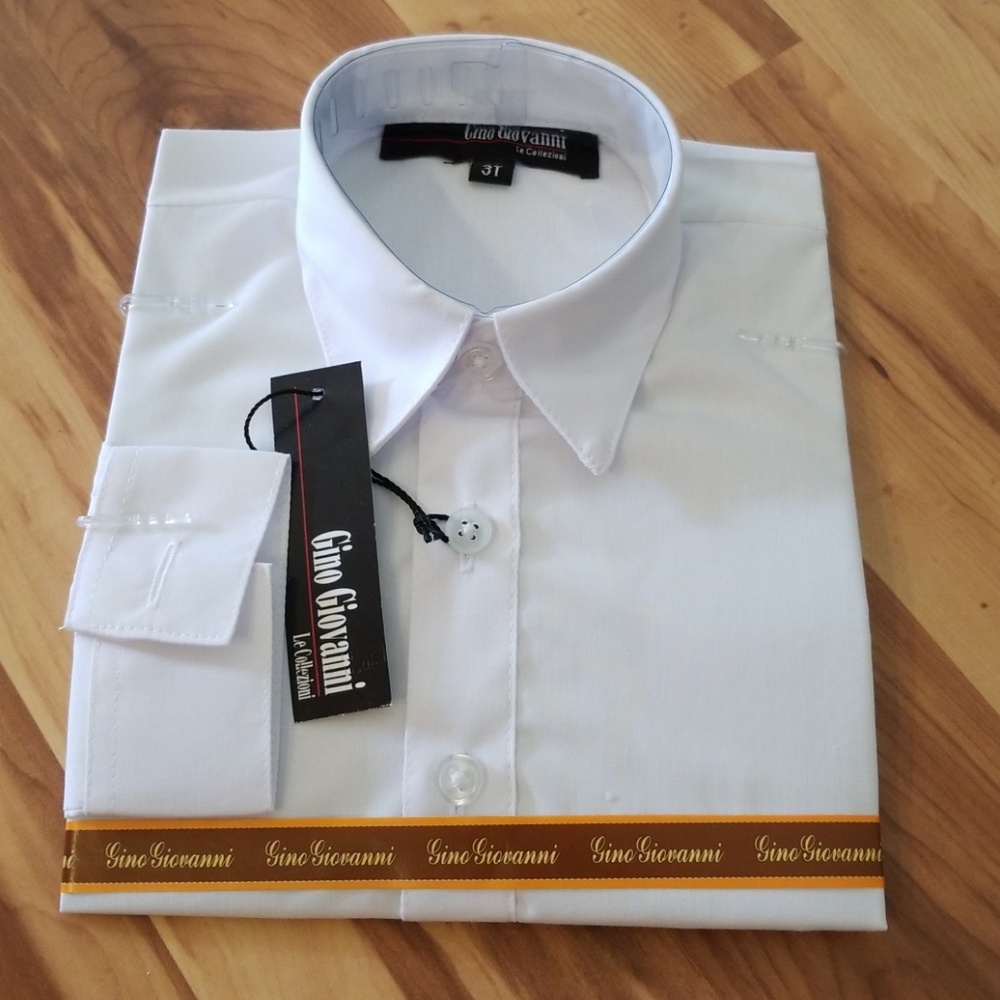 NEW Gino Giovanni White Long Sleeve Dress Shirt 3T